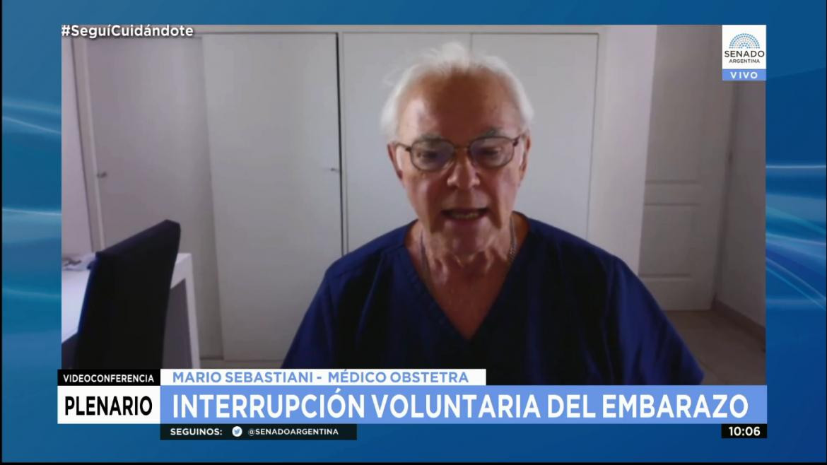 Aborto, Exposición en el Senado del médico obstetra Mario Sebastiani, Captura de video Senado