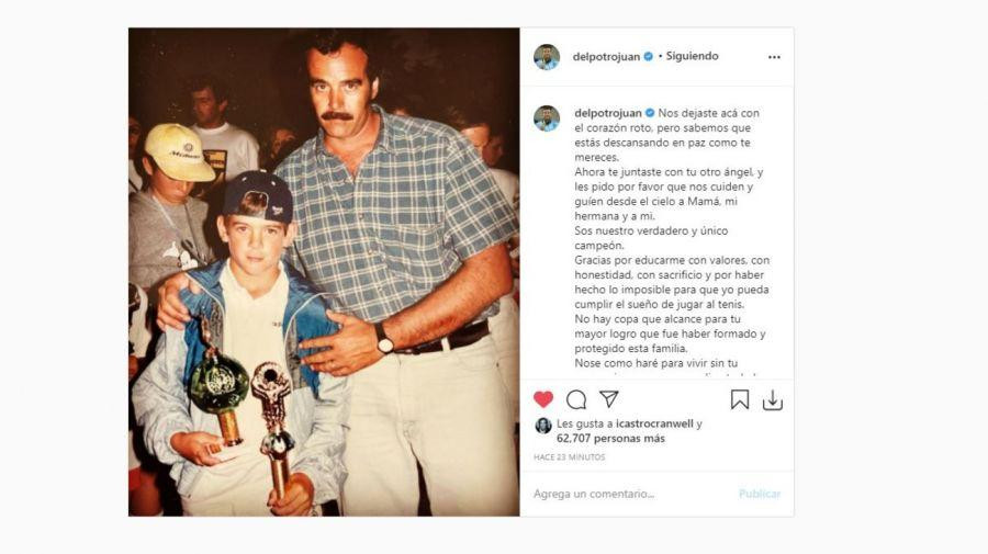 Mensaje de Del Potro a su padre tras su deceso, Foto Instagram
