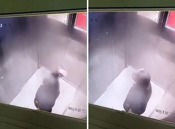 Foto, anciana lanza flemas dentro de un ascensor en China en medio de un nuevo brote de covid-19