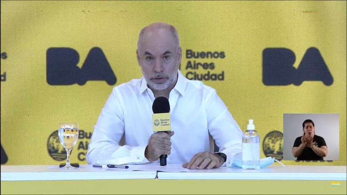 Horacio Rodríguez Larreta, Gobierno porteño, conferencia sobre inicio de clases en la Ciudad, captura YouTube