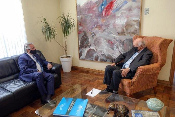 Alberto Fernández y Ricardo Lagos, reunión en Chile, Foto Presidencia de la Nación