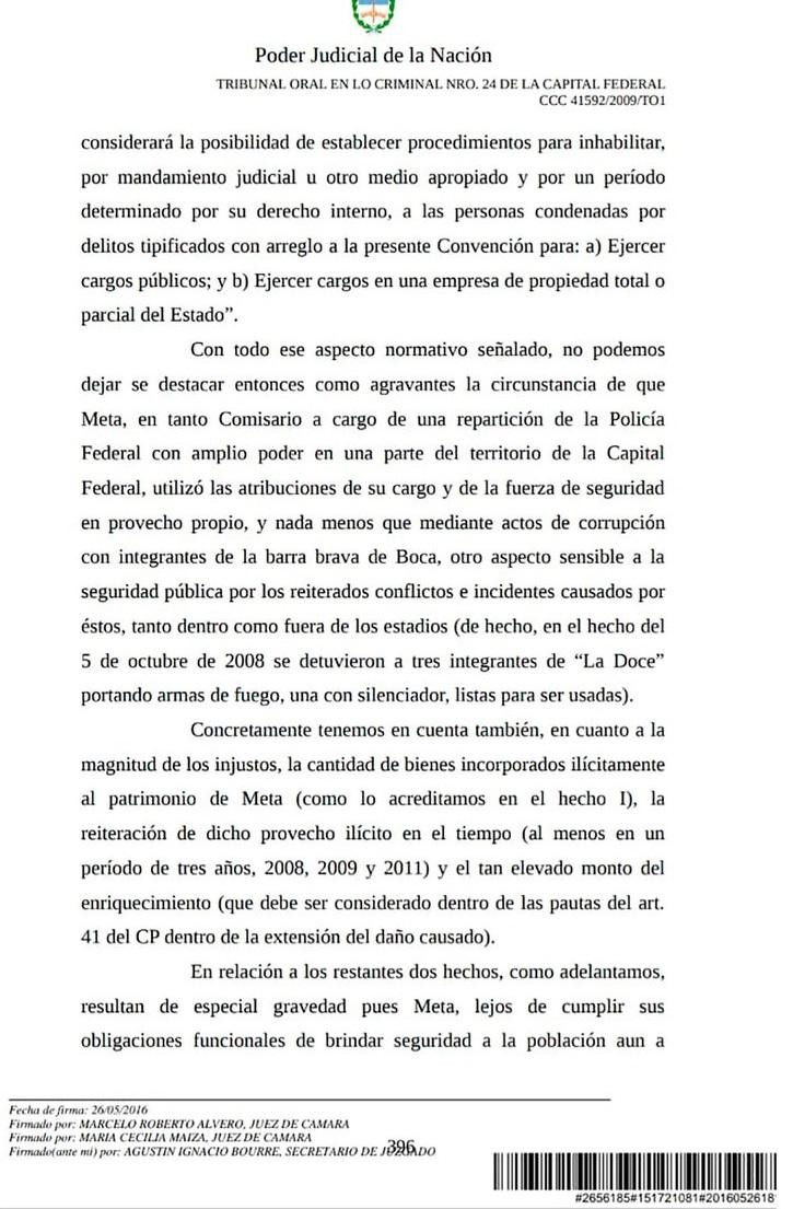 Gustavo Meta y la barrabrava de Boca Juniors, resolución de la Justicia