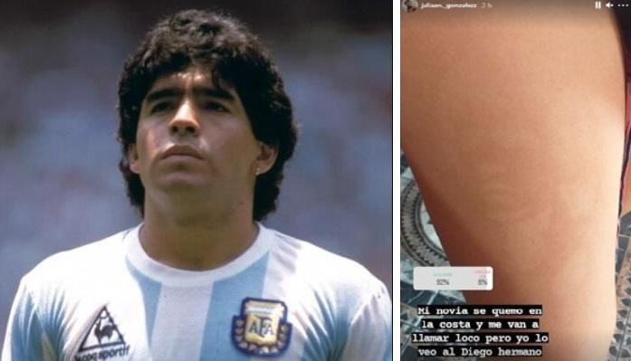 Diego Maradona en la pierna bronceada de joven, Insagram