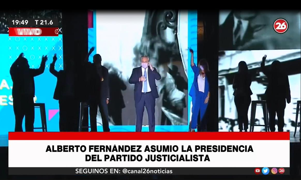 Alberto Fernández, presidencia del PJ, Canal 26	