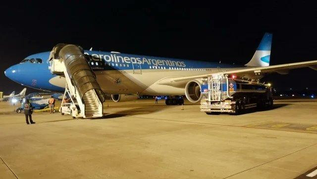 Avión de Aerolíneas Argentinas que viaja Rusia para traer la vacuna Sputnik V