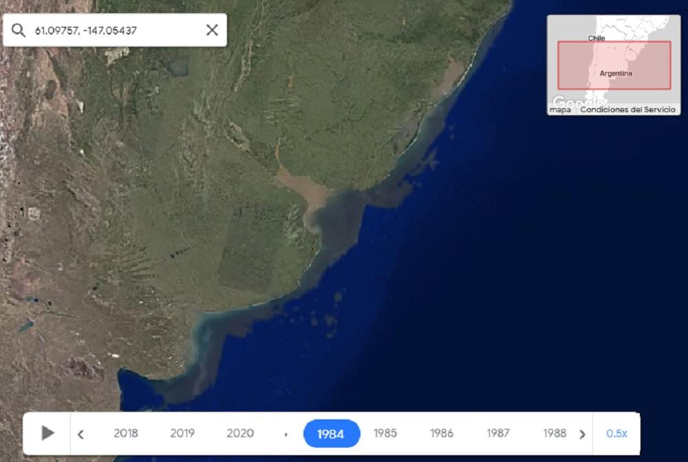 Mapa satelital de Argentina e 1985, Google Earth