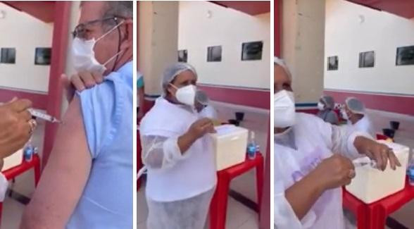 Enfermera Brasil aplicando vacuna Covid