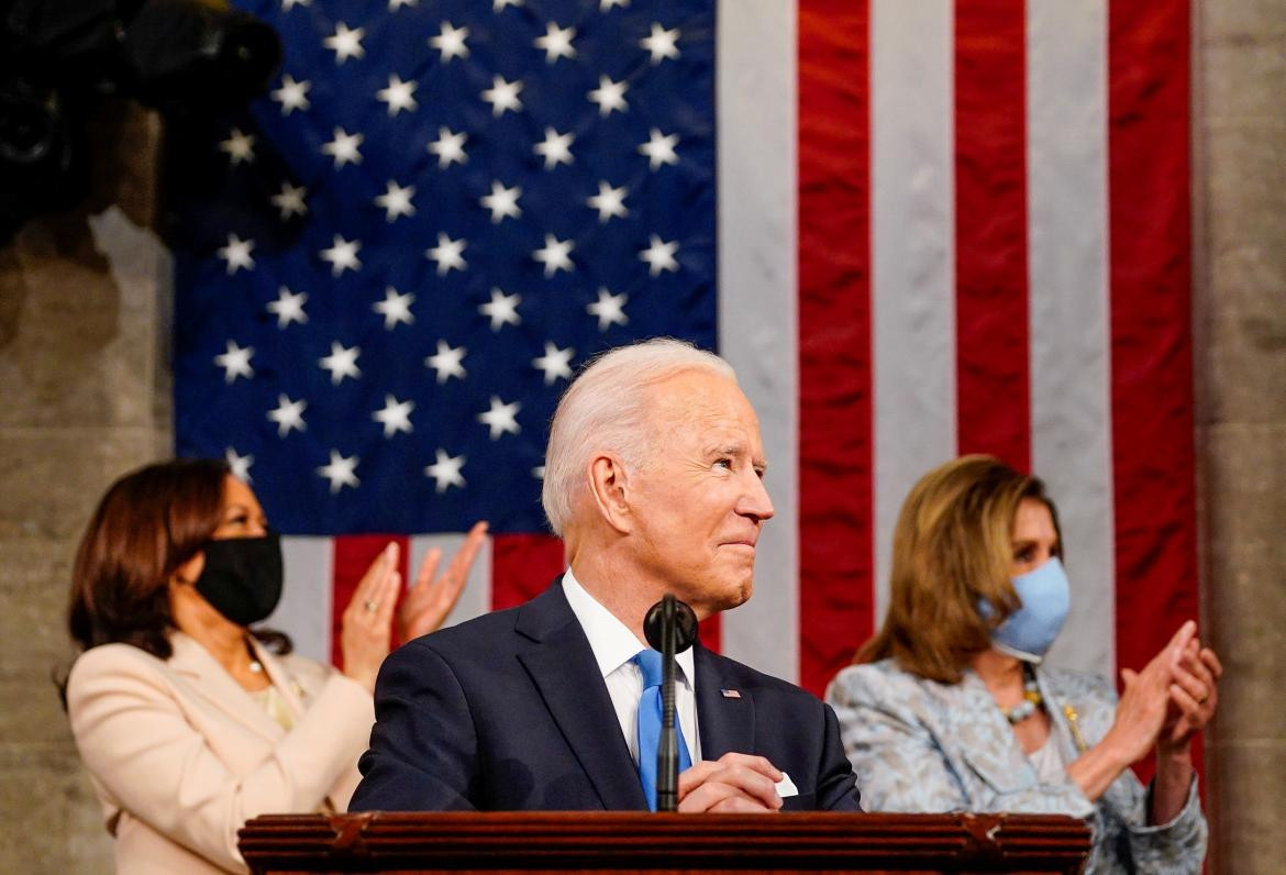 Joe Biden en su discurso de los 100 días en el Capitolio, Reuters