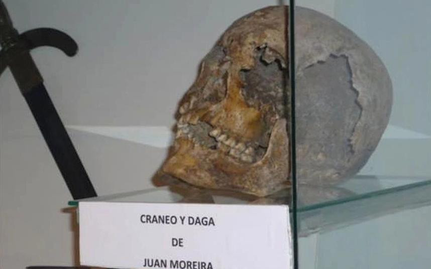Cráneo de Juan Moreira, actualmente en el museo de Perón