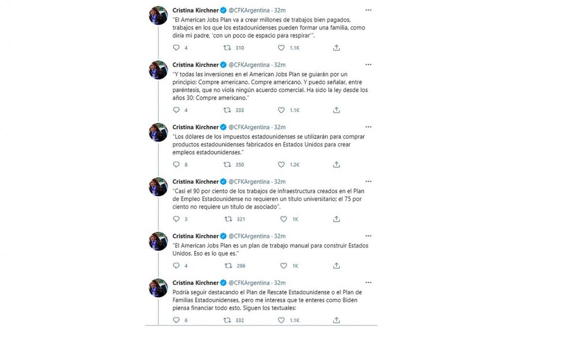 Hilo de Twitter CFK por discurso de Biden 2
