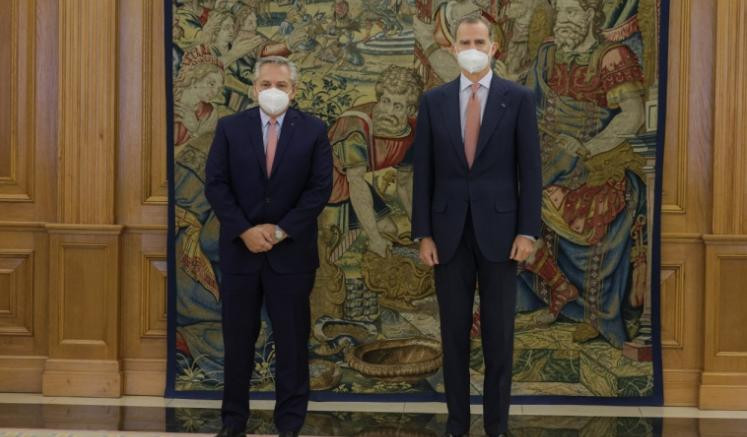 Alberto Fernández y el Rey Felipe VI de España, gira por Europa, foto NA