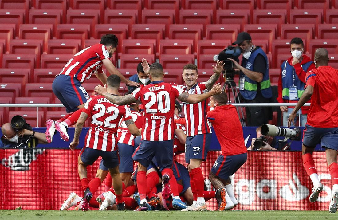 Festejo del Atlético de Madrid, La Liga, fútbol español, Reuters