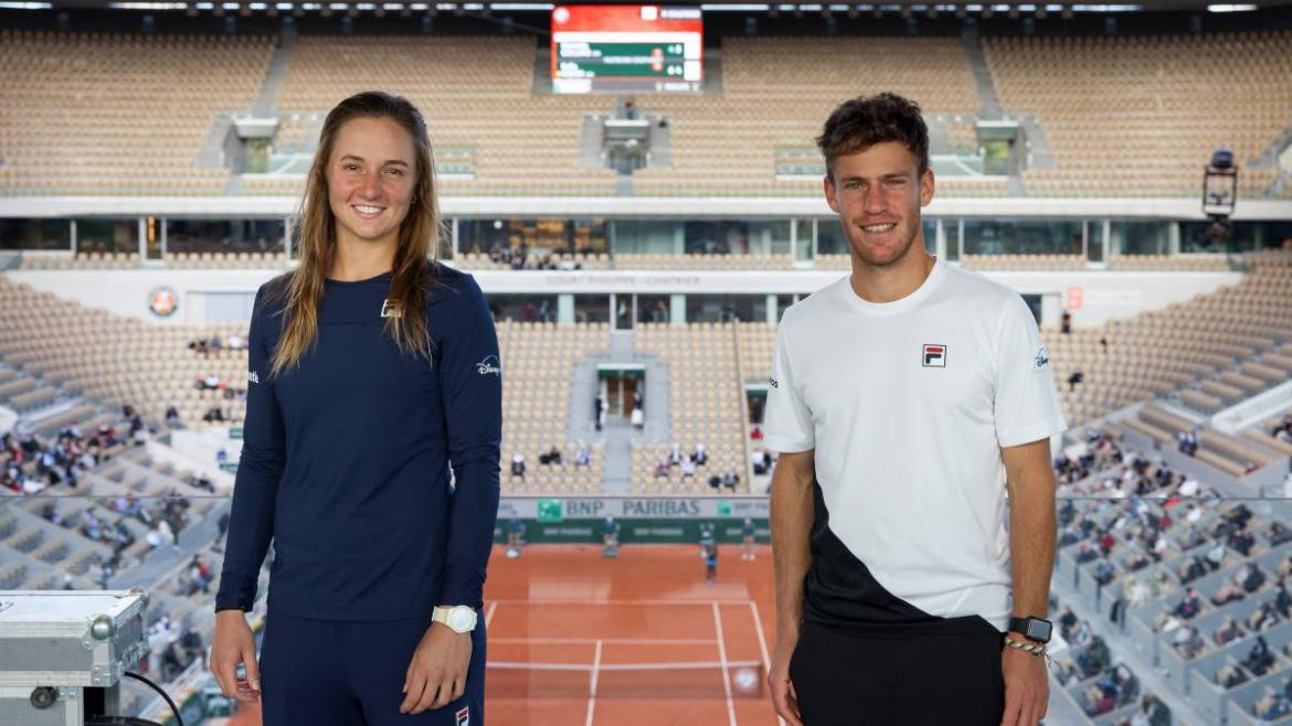Nadia Podoroska y Diego Schwartzman en Roland Garros