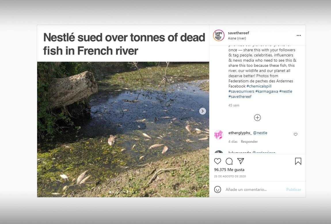 Río contaminado por Nestlé. Foto: Instagram @savethereef.