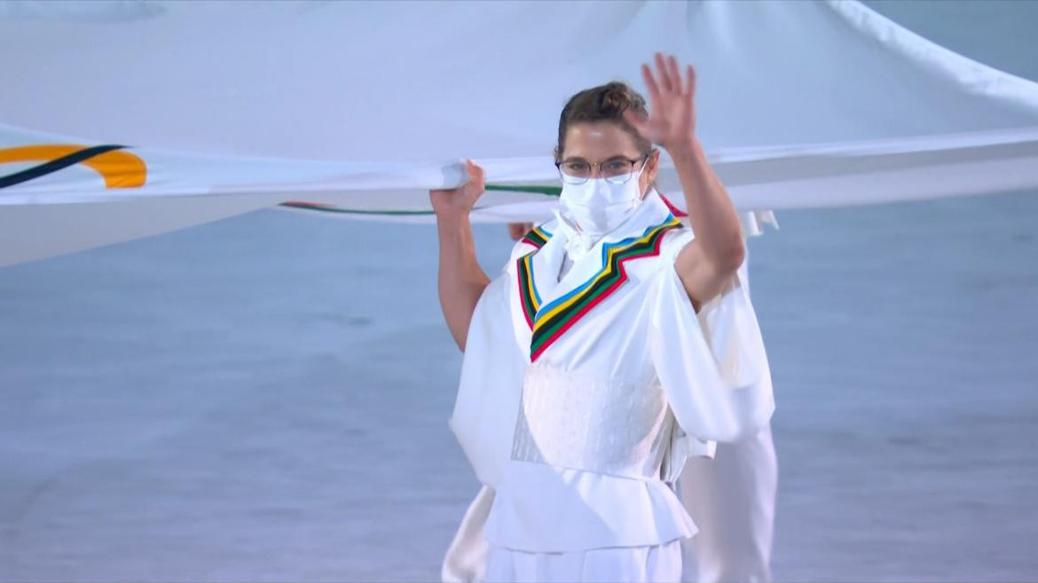 Paula Pareto en la ceremonia inaugural de los Juegos Olímpicos