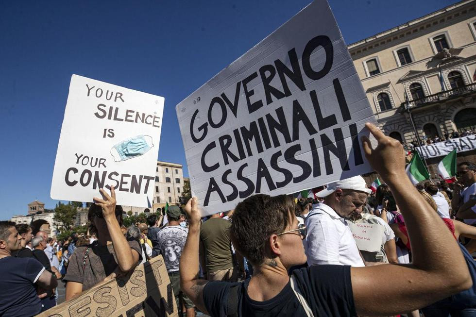 Marcha  antivacuna en Italia, Reuters