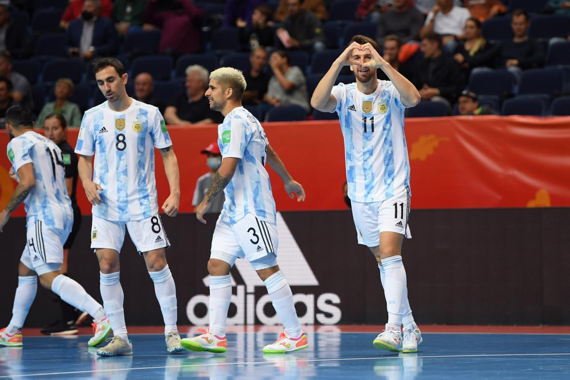 Festejo de la Selección Argentina de Futsal en el Mundial de Lituania