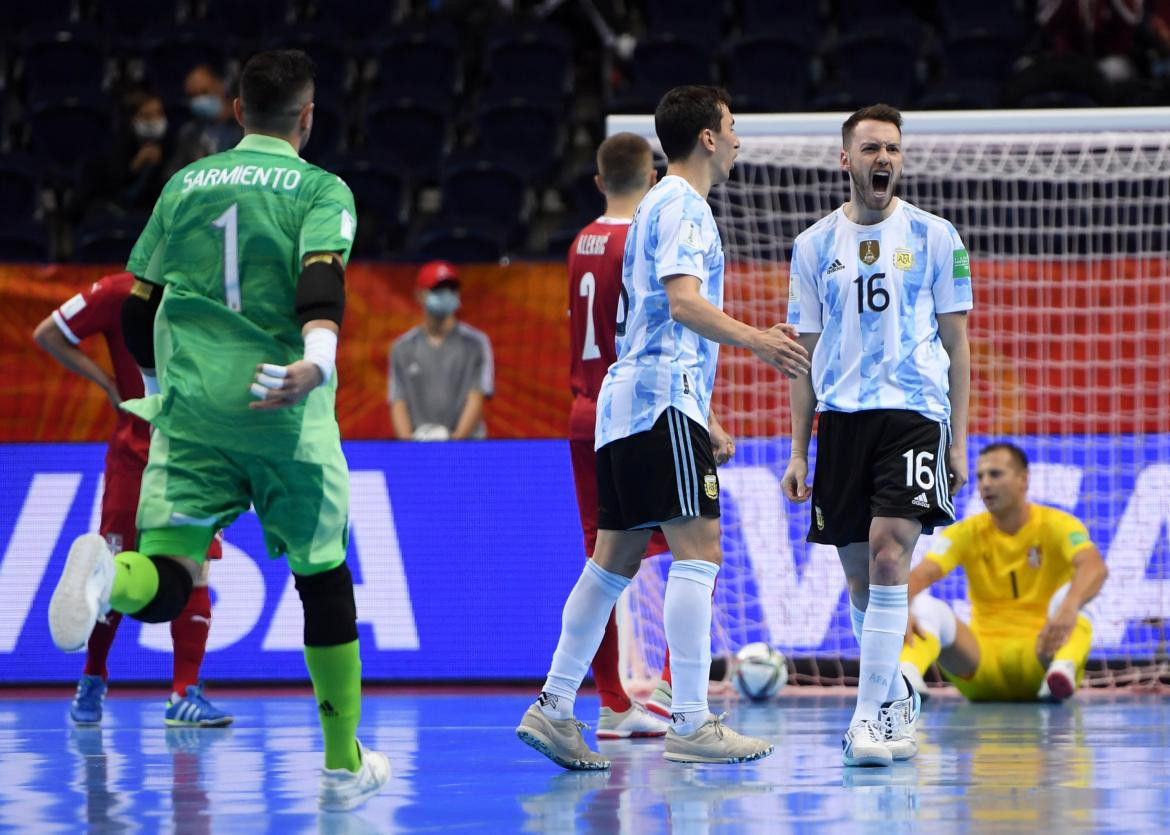 Festejo de la Selección Argentina de Futsal en el Mundial de Lituania