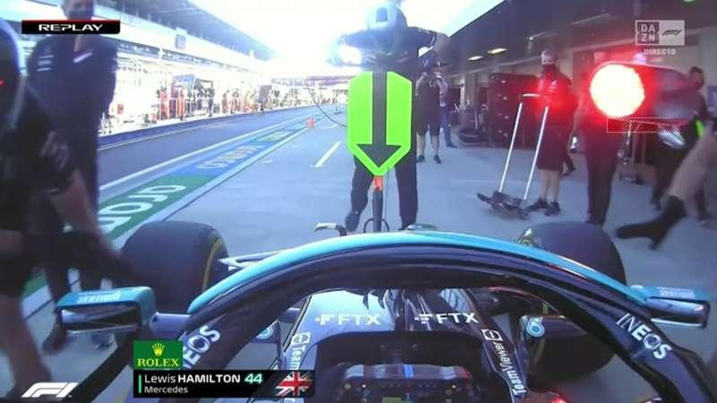 Accidente de Lewis Hamilton en boxes en el Gran Premio de Rusia