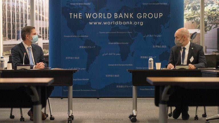 Horacio Rodríguez Larreta, en conversación con Felipe Jaramillo, del Banco Mundial