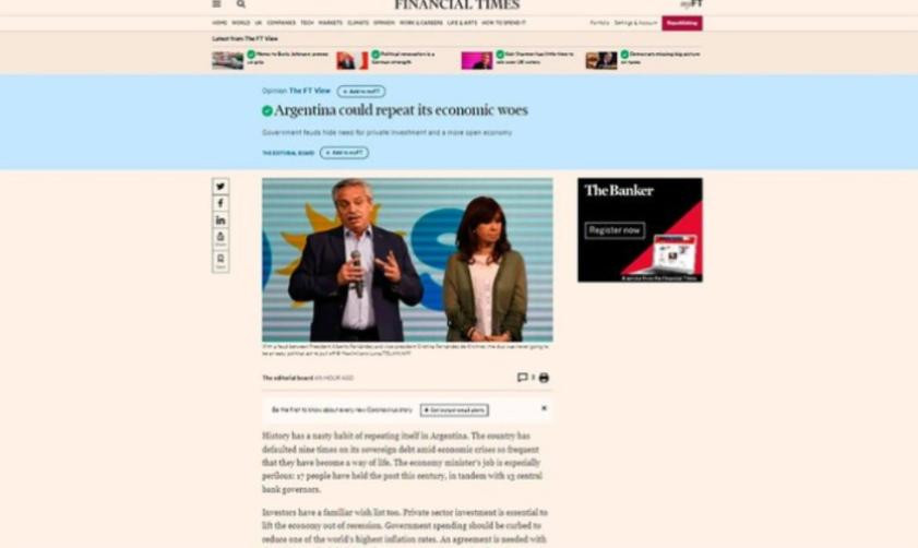 Nota del Financial Times sobre Argentina, NA