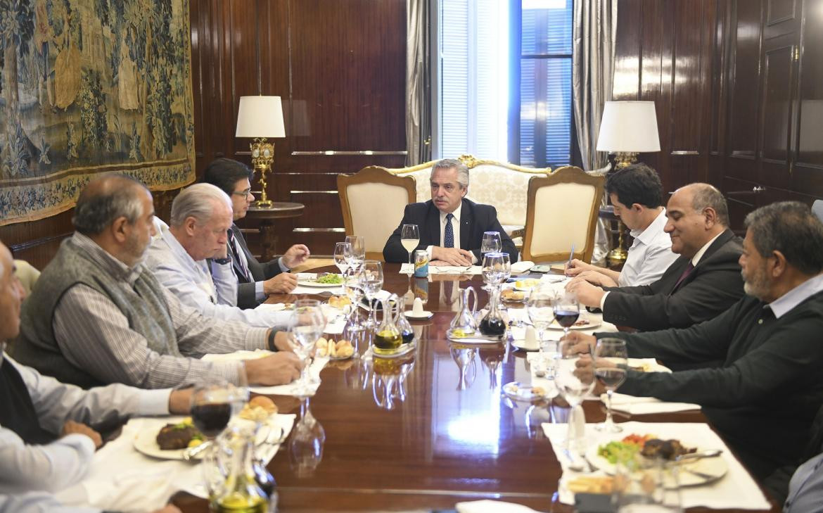 Alberto Fernández encabezó hoy en Casa Rosada un almuerzo con representantes de la CGT