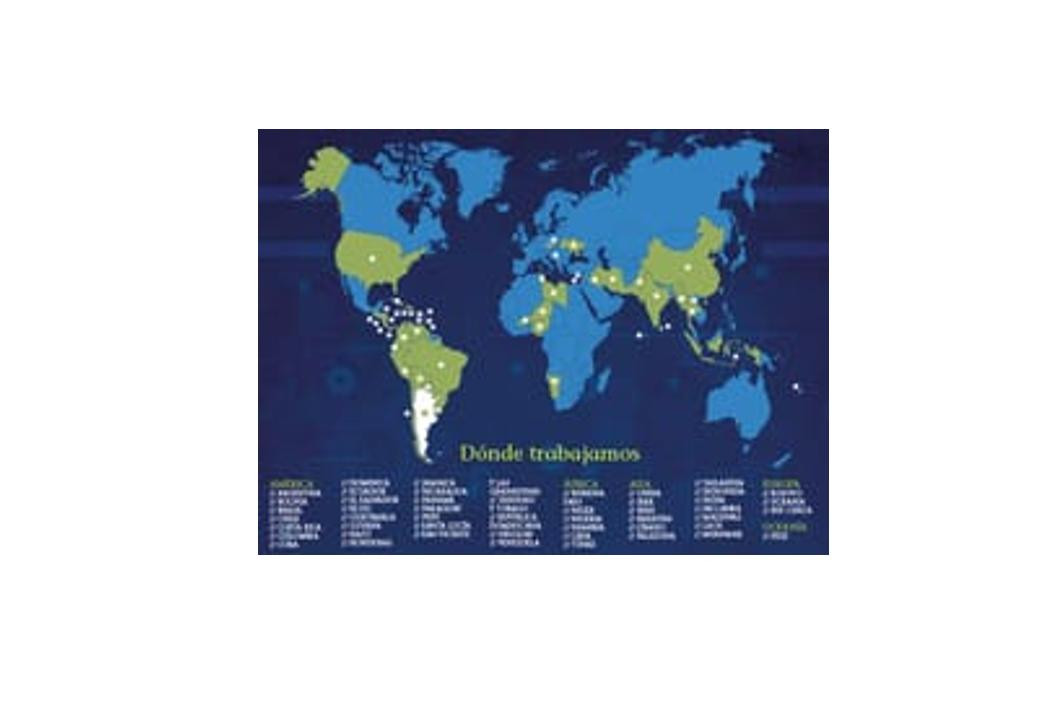 Mapa de Misiones de Cascos Blancos en el Mundo, en 5 continentes