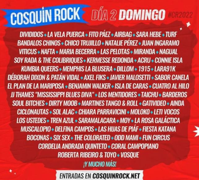 Cosquín Rock anunció la grilla completa de artistas y bandas de su edición 2022
