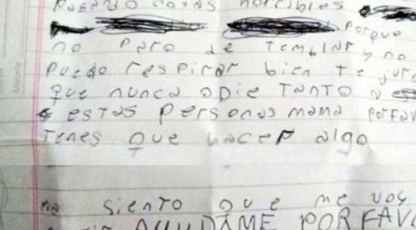 La carta que la nena le escribió a su mamá. Foto: gentileza El Doce	