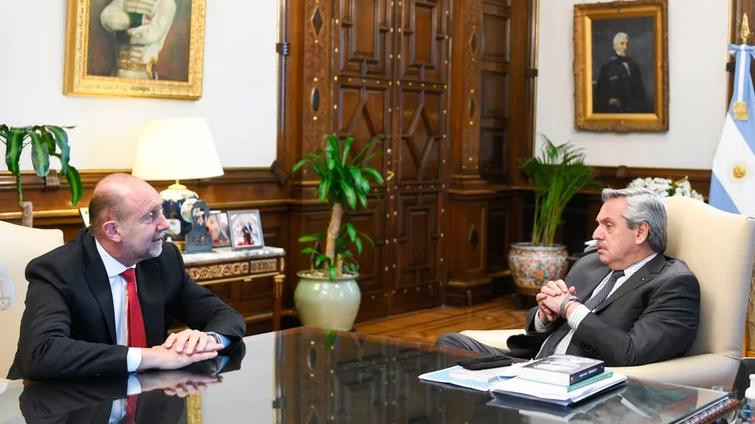 El presidente Alberto Fernández recibió al gobernador de Santa Fe, Omar Perotti, foto presidencia