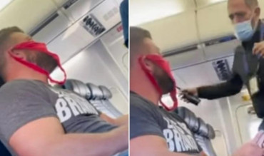 VIDEO: intentó usar una tanga como barbijo para volar y lo terminaron bajando del avión