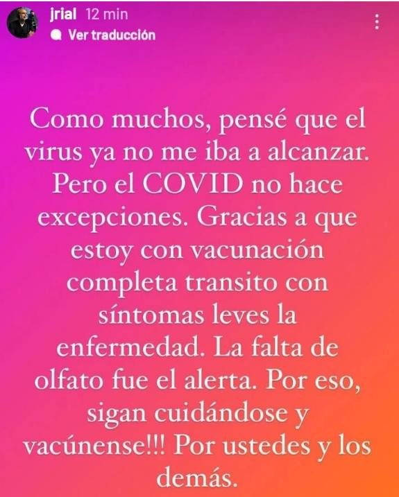 Mensaje de Jorge Rial sobre el su contagio de coronavirus