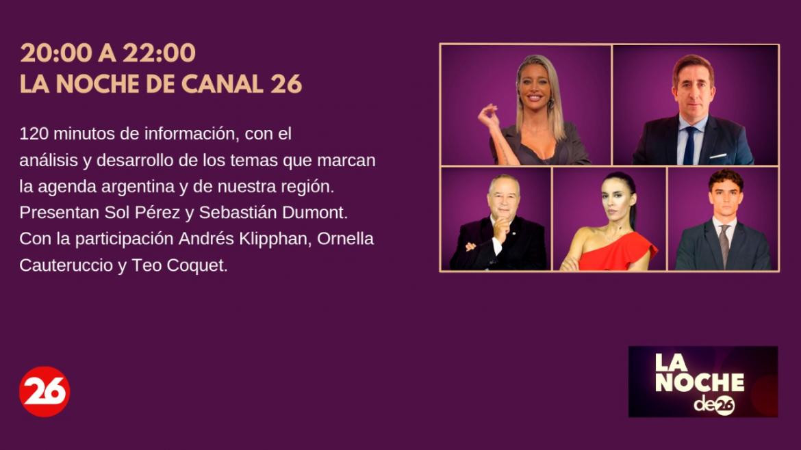 Nueva programación de Canal 26 2022 - La Noche de Canal 26