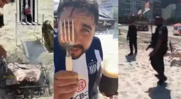 VIDEO: hacían un asado en la playa de Brasil y un policía los corrió a balazos