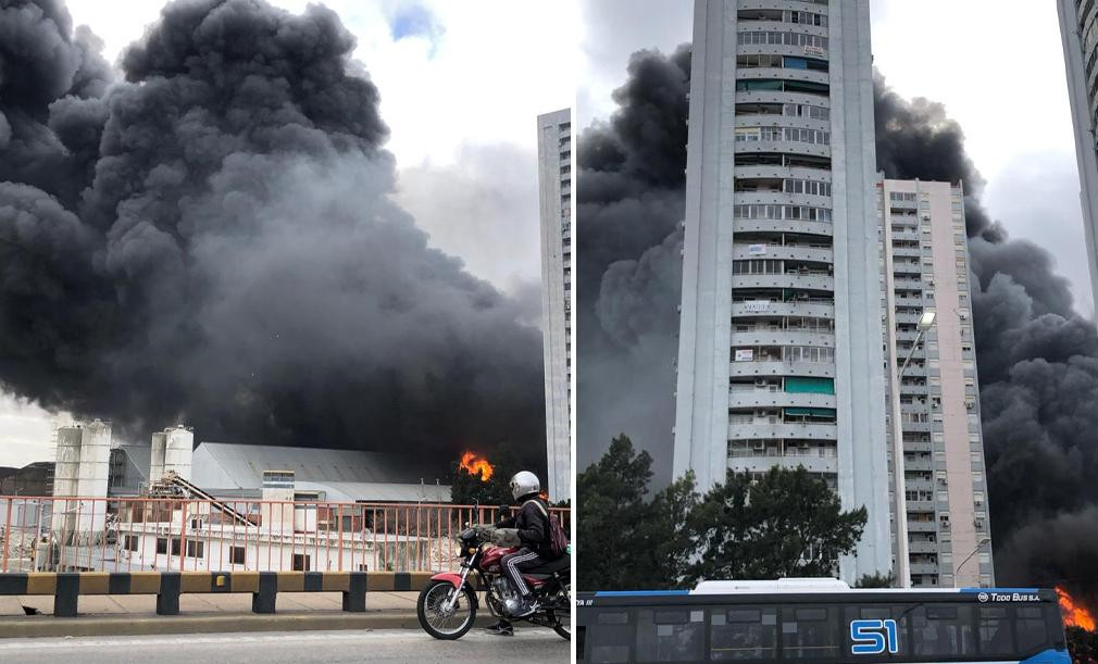Incendio en fábrica en Avellaneda, redes sociales