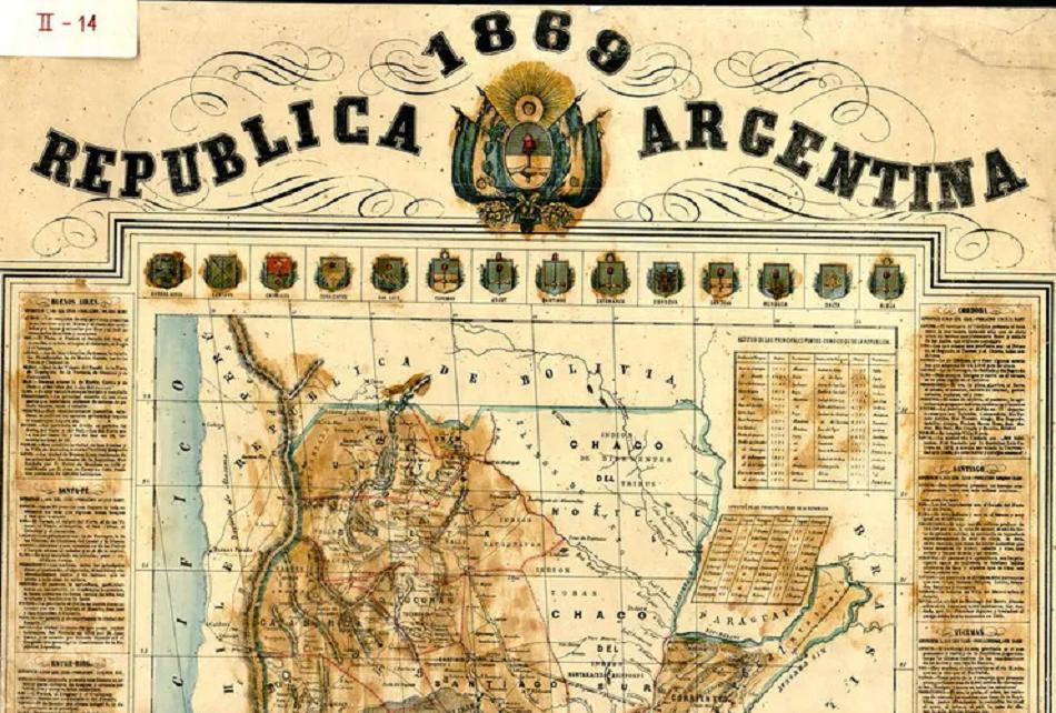 Mapa de Argentina durante el censo de 1869