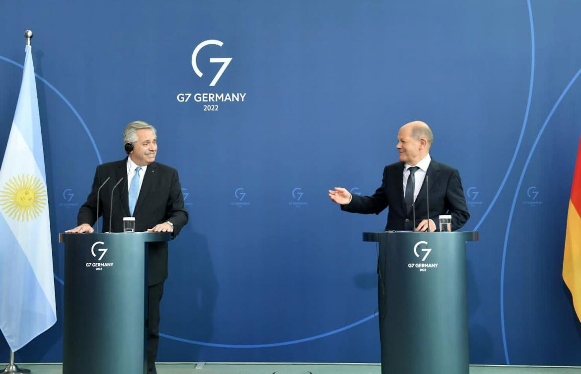 G7, Alberto Fernández y Olaf Scholz, NA