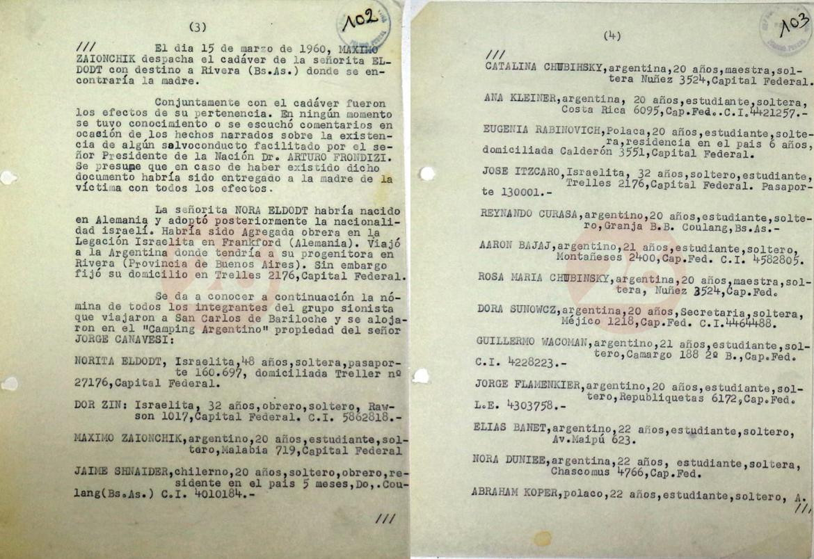Josef Mengele y Nora Eldodt, Documento Ministerio del Interior
