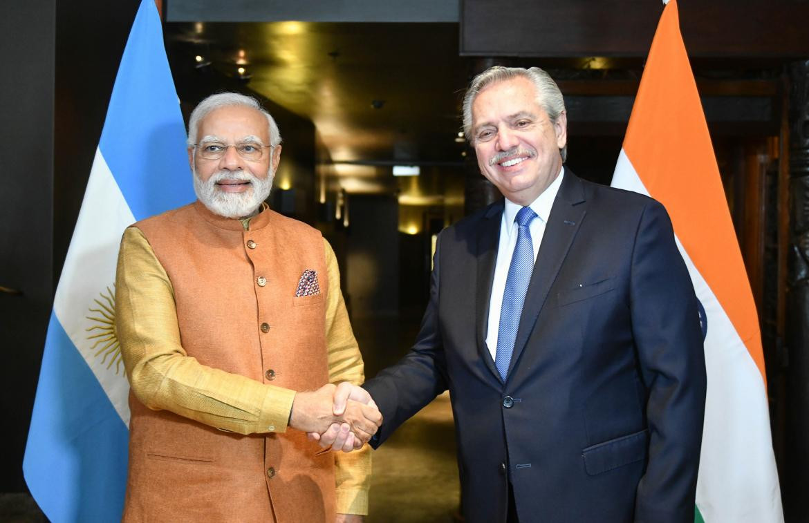 Alberto Fernández y el presidente de India, Foto NA	