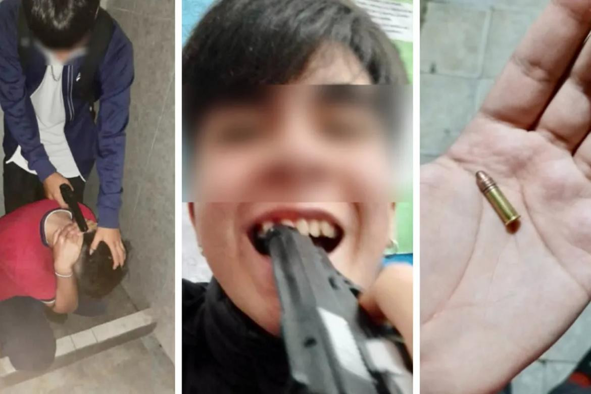 Llevó un arma de juguete a un colegio privado en Florencio Varela y simuló un fusilamiento . Foto: captura de video.