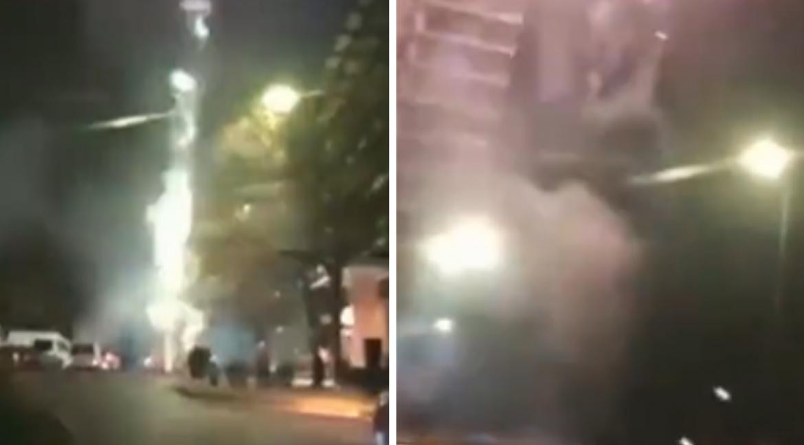 Bombas de estruendo en hotel. Foto: captura video.