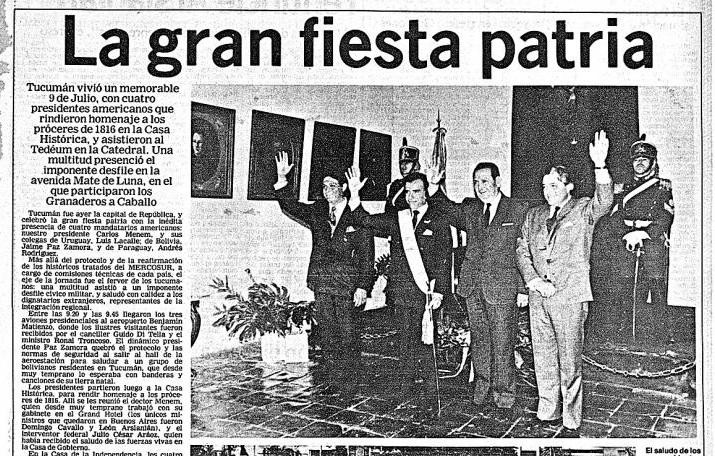 Carlos Menem, 9 de julio, 1991, foto La Gaceta de Tucumán