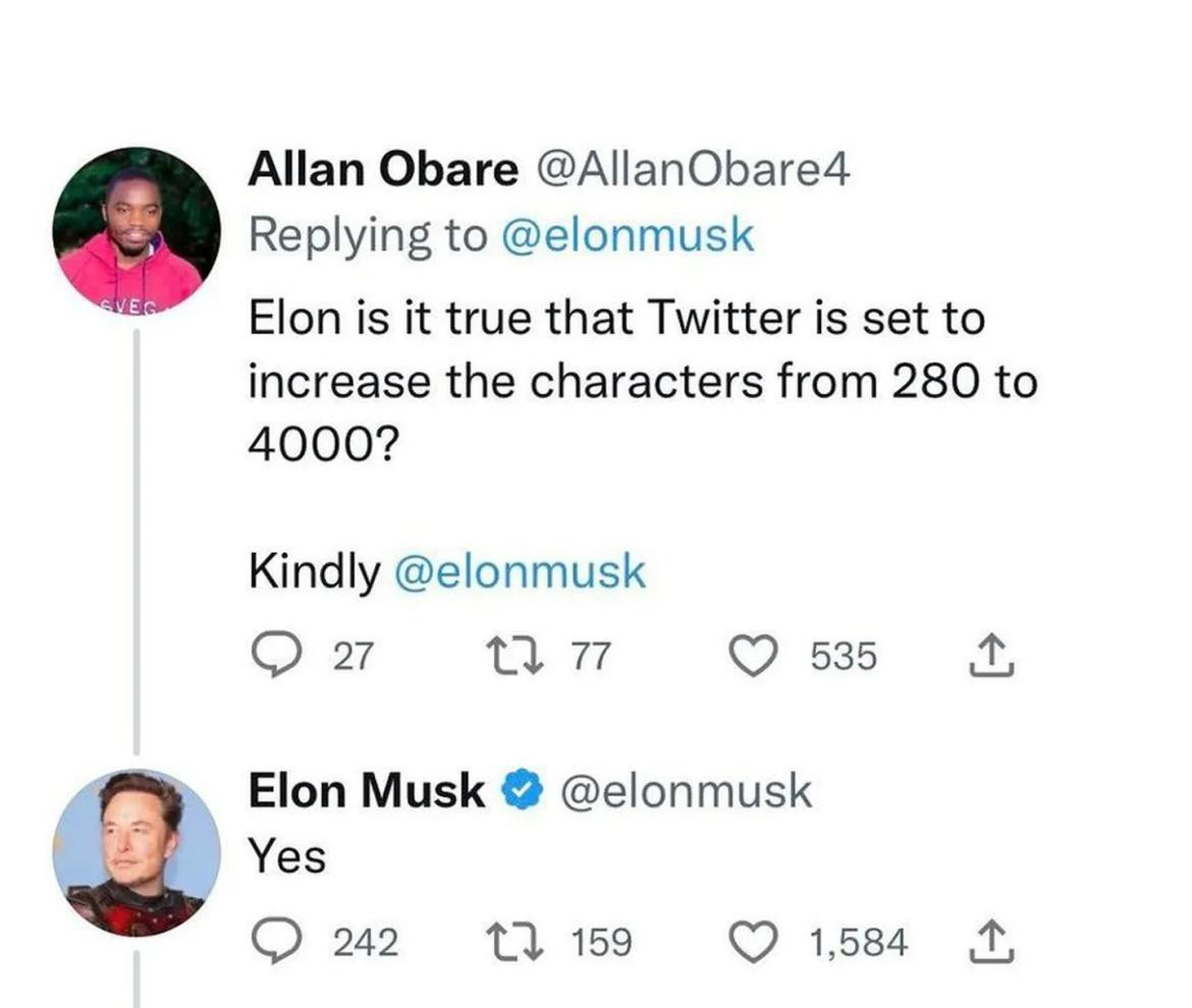 Elon Musk respuesta. Foto. Twitter