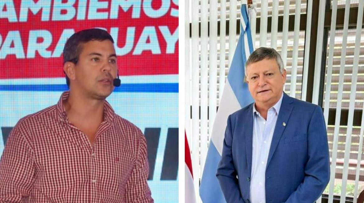Santiago Peña, candidato a presidente de Paraguay y Domingo Peppo, embajador argentino_Twitter