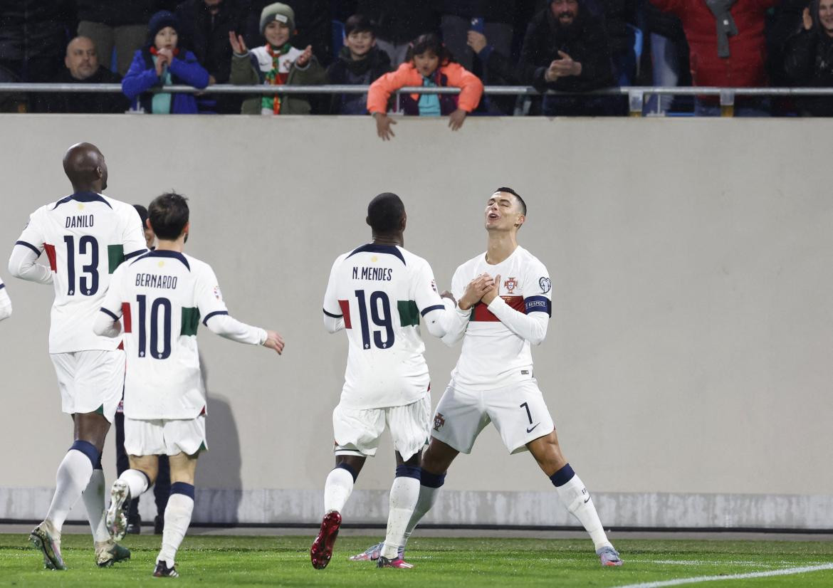 Festejo de Cristiano Ronaldo; Portugal vs. Luxemburgo. Foto: Reuters.