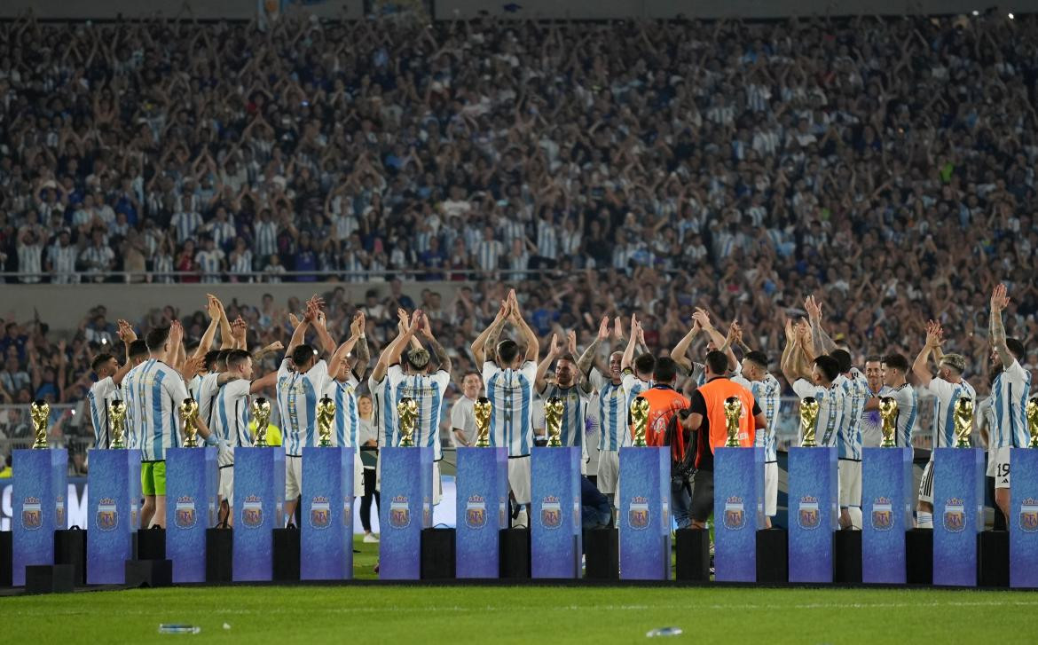 El homenaje a la Selección Argentina en el Monumental. Foto: NA.