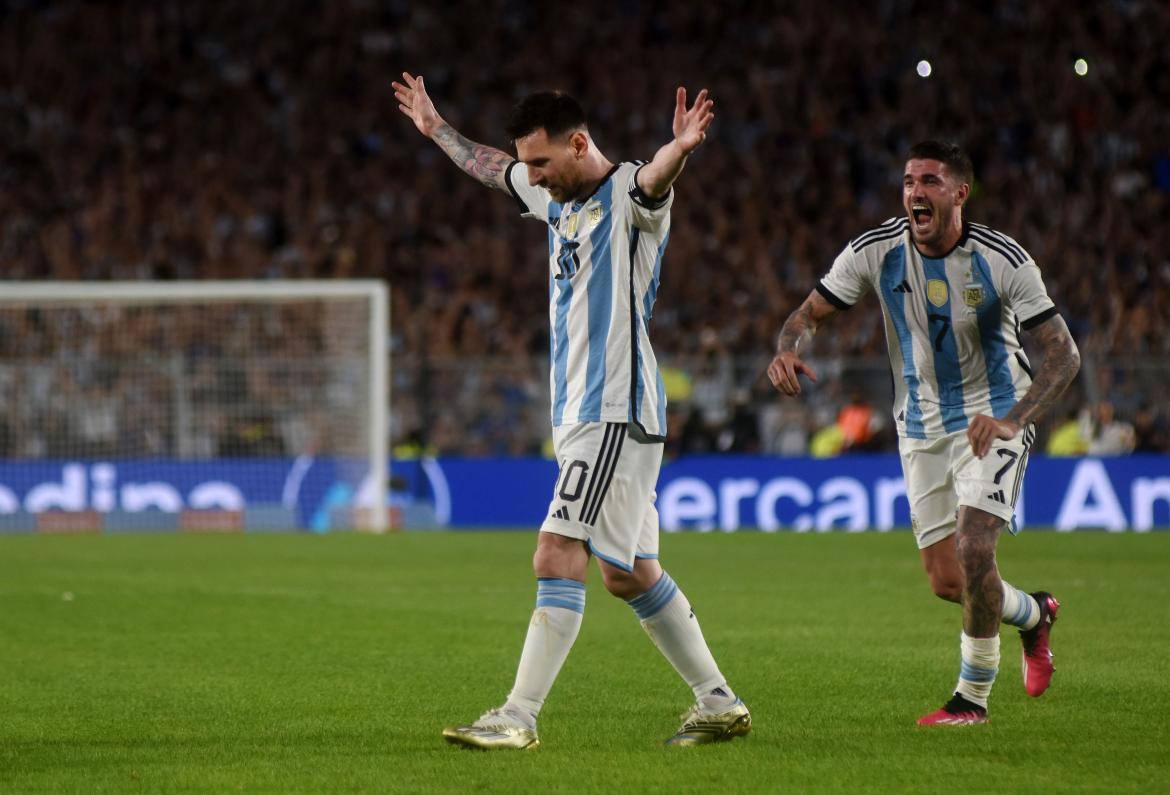 Ante Panamá, Messi llegó a su gol 800. Foto: NA.