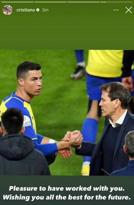 Despedida de Cristiano Ronaldo para Rudi García en el Al Nassr. Foto: @cristiano.