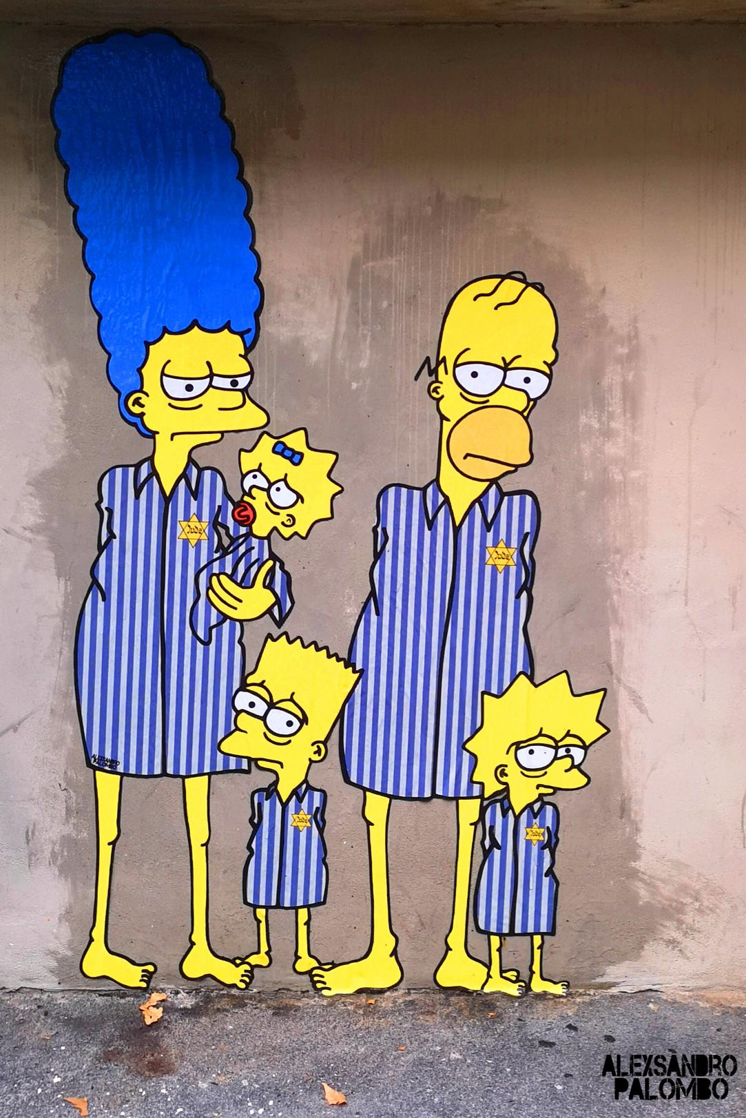 Mural de Los Simpson en homenaje al holocausto en Milan. Foto: EFE.
