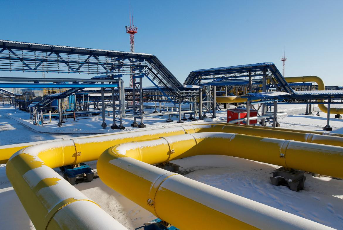 Gasoductos en la estación de compresión Atamanskaya, proyecto Poder de Siberia de Gazprom. Rusia. Foto Reuters